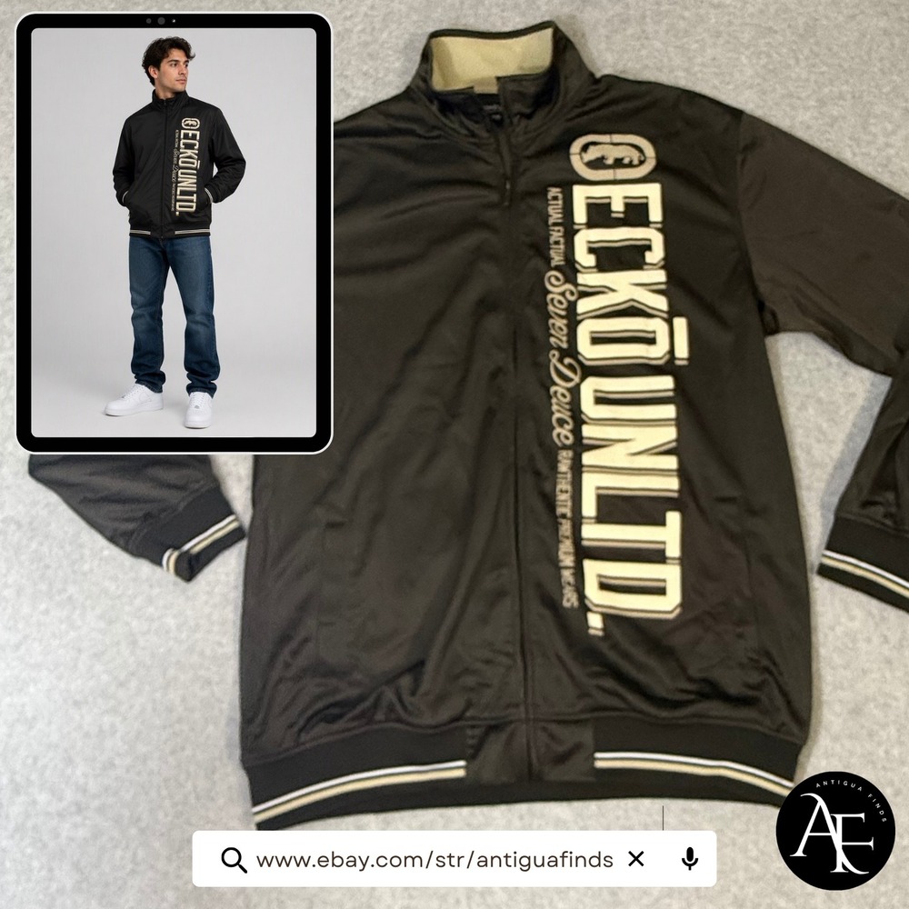 Ecko Unltd Mens Track Jacket XXL Brown Seven Deuce Full Zip Logo Streetwear